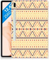 Backcase Samsung Galaxy Tab S7FE Hoesje Bumper Aztec Yellow met transparant zijkanten