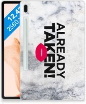 Backcase Geschikt voor Samsung Galaxy Tab S7FE Hippe Hoes Already Taken White met transparant zijkanten