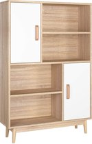 dressoir kast-kast-boekenkast-opbergmeubel-vitrine kubus plank met deuren-eiken wit