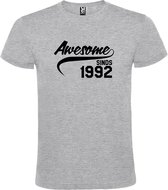 Grijs T shirt met "Awesome sinds 1992" print Zwart size M