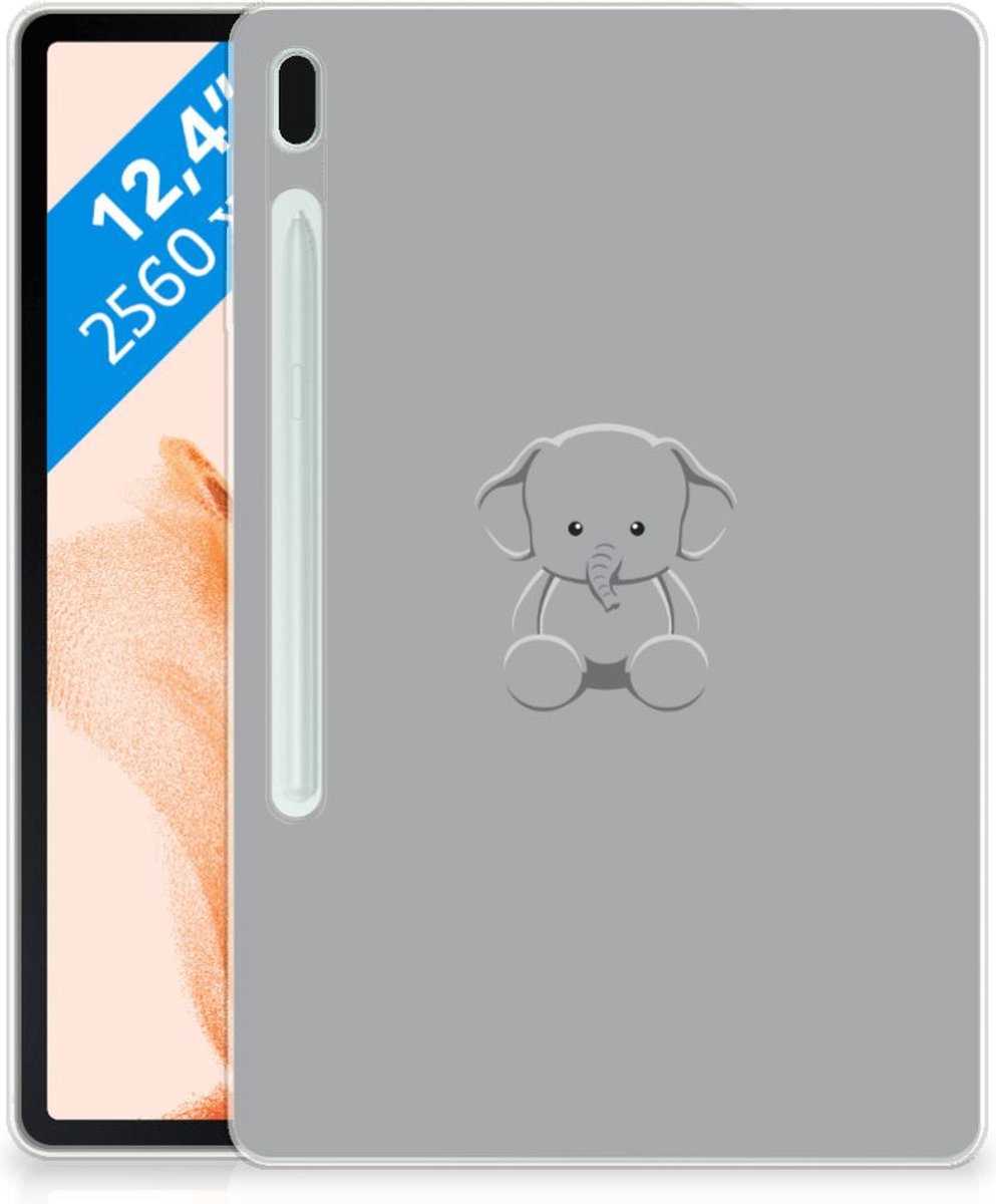 Samsung Galaxy Tab S7FE Tablet Back Cover Grijs Baby Olifant