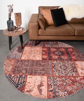 Rond patchwork vloerkleed Ancient Rusty Red No.6 100 cm rond