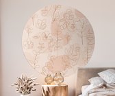 Behangcirkel 150cm Line art rose light - Wallz