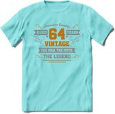 64 Jaar Legend T-Shirt | Goud - Zilver | Grappig Verjaardag Cadeau | Dames - Heren | - Licht Blauw - XXL