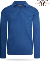 Cappuccino - Polo - Lange Mouw - Knitted - Blauw - L