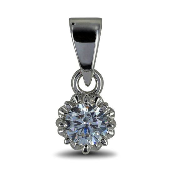 Silventi 9SIL-21850 Zilveren Hanger - Dames - Zirkonia - 5,7 mm - Rhodium - Zilver