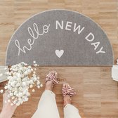 Wasbare deurmat Hello New World - Design mat half rond