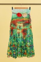 Rok Ella - Ibiza/Boho Rok - Maxi Rok - met Ceintuur - Amandelgroen/Veelkleurig