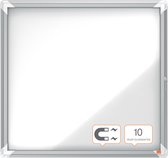 Nobo Premium Plus Afsluitbare Glazen Binnenvitrine Magnetisch met Zijslot - 6xA4 Formaat - Zilver/Wit