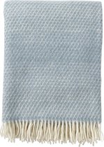 Klippan Fade - Dusty Blue - Plaid - Woondeken - Zacht blauw Ecru - 100% Eco Wol - 130cm x 200cm