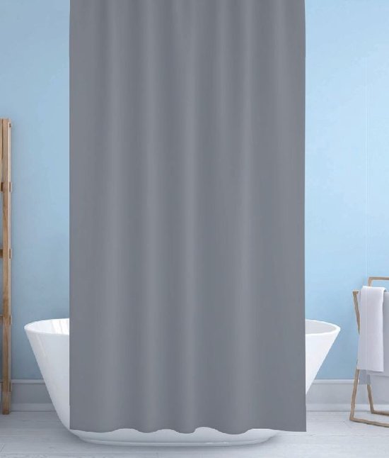 Douchegordijn 150cm breed X 250cm lang Polyester Grijs