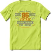 96 Jaar Legend T-Shirt | Goud - Zilver | Grappig Verjaardag Cadeau | Dames - Heren | - Groen - S