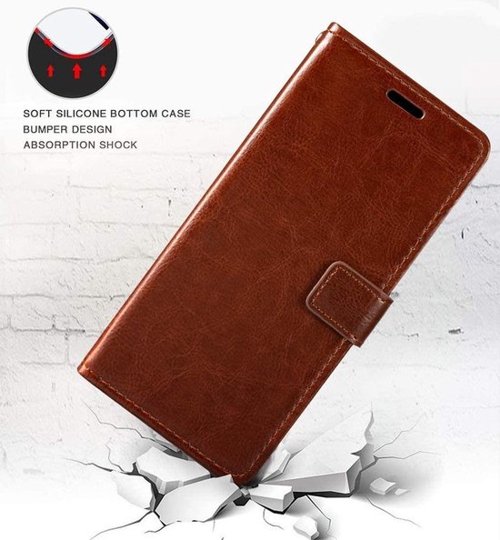 Coque pour Samsung Galaxy A2 Core - Bookcase - Espace pour 3 cartes - Cuir Artificiel - avec 3x Protecteur d'écran Trempé - SAFRANT1 - Marron Foncé