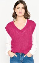 LOLALIZA Gebreide debardeur met V-hals - Fuchsia - Maat S/M