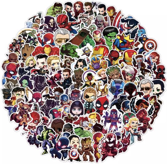 Marvel Avengers Stickers - 50 Unieke Stuks - Laptop Stickers - Stickers Kinderen - Superhelden - Spiderman - Hulk - Captain America - Iron Man - Bullet Journal Stickers