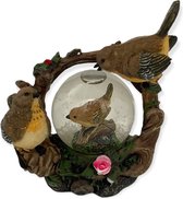 Figurine oiseau avec 3 oiseaux et 1 oiseau en boule protectrice avec neige / Geharo/ 10x10x5 cm