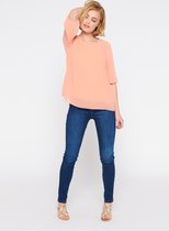 LOLALIZA Plissé blouse met 3/4 mouwen - Koraal - Maat 40