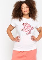 LOLALIZA T-shirt met tekst - Wit - Maat XL