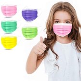 Roze Kinder Wegwerp Mondmaskers | 50 Gekleurde Mondkapjes voor Kids | 14.5 x 9 cm | 3 Laags | Hoogste Kwaliteitsgarantie