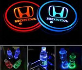 Coole Lichtgevende LED Onderzetters - Bekerhouders - Sfeerverlichting - LED Licht - Interieur Verlichting - 7 Verschillende Kleuren LED - Opladen via USB – Honda