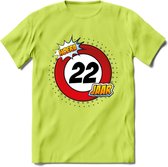 22 Jaar Hoera Verkeersbord T-Shirt | Grappig Verjaardag Cadeau | Dames - Heren | - Groen - 3XL