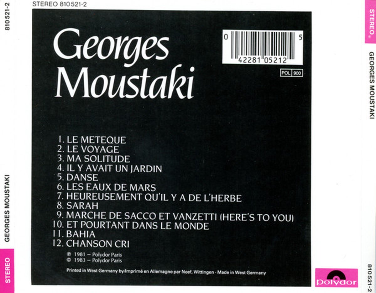 超レア【輸入盤CD】Georges Moustaki / Le Métèque Le Métèque: Moustaki, Georges: Amazon.fr: CD et Vinyles}