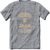 40 Jaar Legendarisch Gerijpt T-Shirt | Grijs - Ivoor | Grappig Verjaardag Cadeau | Dames - Heren | - Donker Grijs - Gemaleerd - M