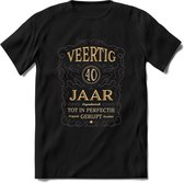 40 Jaar Legendarisch Gerijpt T-Shirt | Grijs - Ivoor | Grappig Verjaardag Cadeau | Dames - Heren | - Zwart - S