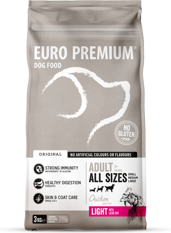 Euro Premium Adult Light Chicken & Rice 3 kg - Hond