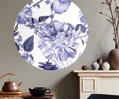 Behangcirkel 80cm Bloemen patroon Delfts blauw XL - Wallz