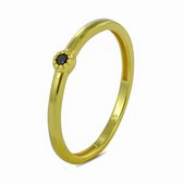 Silventi 9SIL-21962 Zilveren Ring - Dames - Zirkonia - Wit - 2 mm Doorsnee - Maat 56 - Zilver - Gold Plated (Verguld/Goud op Zilver)