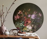 Behangcirkel 100cm Studio Wallz - Bloemen stilleven mix zwart goud