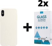 Siliconen Backcover Hoesje iPhone XS Max Wit - 2x Gratis Screen Protector - Telefoonhoesje - Smartphonehoesje