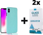 Backcover Slangenprint Fashion Hoesje iPhone XS Max Mintgroen - 2x Gratis Screen Protector - Telefoonhoesje - Smartphonehoesje