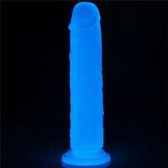 LoveToy Lumino 8 - Dildo - Glow In The Dark - Met Zuignap - 21cmx4cm - Blauw