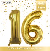 Cijfer Ballon 16 Jaar * Hoera 16 Jaar Snoes * 80 cm Verjaardag Nummer Ballon * Snoes * Verjaardag Versiering * Kinderfeestje * Goud* Gold Party * Nummer Ballon 16