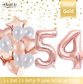 Cijfer Ballon 54 Jaar Rose Gold Pearl Boeket * Hoera 54 Jaar Verjaardag Decoratie Set van 15 Ballonnen * 80 cm Verjaardag Nummer Ballon * Snoes * Verjaardag Versiering * Kinderfees