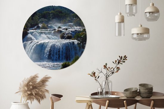 WallCircle - Wall Circle - Wall Circle - Cascades empilées dans les rivières du parc national de Krka en Croatie - Aluminium - Dibond - 120x120 cm - Intérieur et extérieur XXL