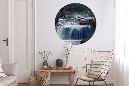 WallCircle - Wall Circle - Wall Circle - Cascades empilées dans les rivières du parc national de Krka en Croatie - Aluminium - Dibond - 120x120 cm - Intérieur et extérieur XXL