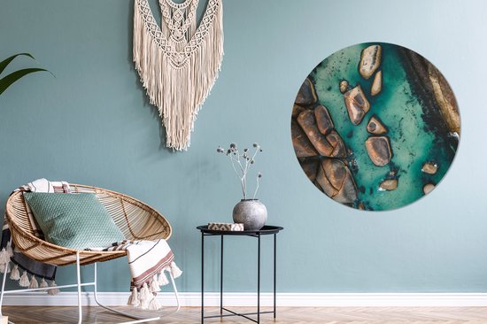 WallCircle - Wall Circle - Wall Circle Indoor - Water - Pierres - Mer - 90x90 cm - Décoration murale - Peintures Ronds