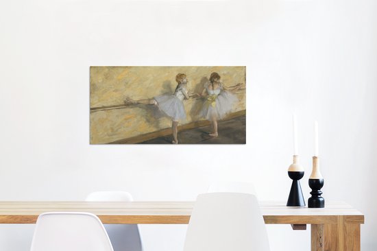 Aluminium schilderij 80x40 cm - Wanddecoratie metaal - Dancers Practicing at the Barre - Schilderij van Edgar Degas - Metalen muurdecoratie woonkamer - Decoratie industrieel - Foto op dibond - Industriële accessoires slaapkamer