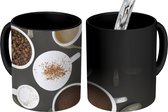 Magische Mok - Foto op Warmte Mok - Een bovenaanzicht van de ingrediënten van koffie - 350 ML