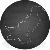 WallCircle - Wandcirkel - Muurcirkel - Illustratie van de kaart van Pakistan op een krijtbord - Aluminium - Dibond - ⌀ 90 cm - Binnen en Buiten