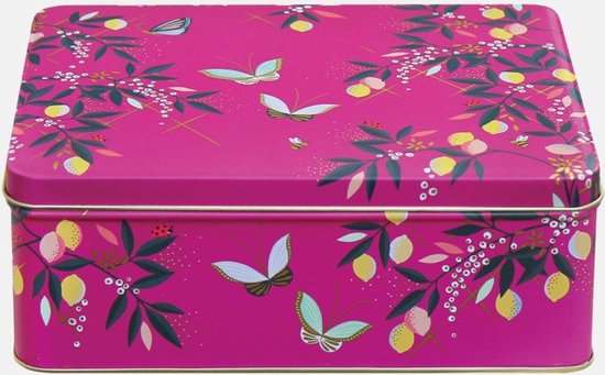 Sara Miller London - Bewaarblik Orchard Butterfly - Roze - Rechthoek - Blik - 19,5 x 15,4 x 7,5 cm