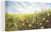 Canvas schilderij 160x80 cm - Wanddecoratie Zomer - Bloemen - Olieverf - Muurdecoratie woonkamer - Slaapkamer decoratie - Kamer accessoires - Schilderijen