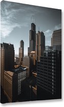 Akoestische panelen - Geluidsisolatie - Akoestische wandpanelen - Akoestisch schilderij AcousticBudget® - paneel Skyline Chicago - design 208 - 40x60 - Wanddecoratie - woonkamer -