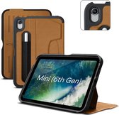 Zugu case - iPad mini Gen 6 (2021) - oersterke luxe flip-over case - volledige 360˚ bescherming – met multifunctionele standaard functie – geschikt voor Apple Pencil - Stealth Blac