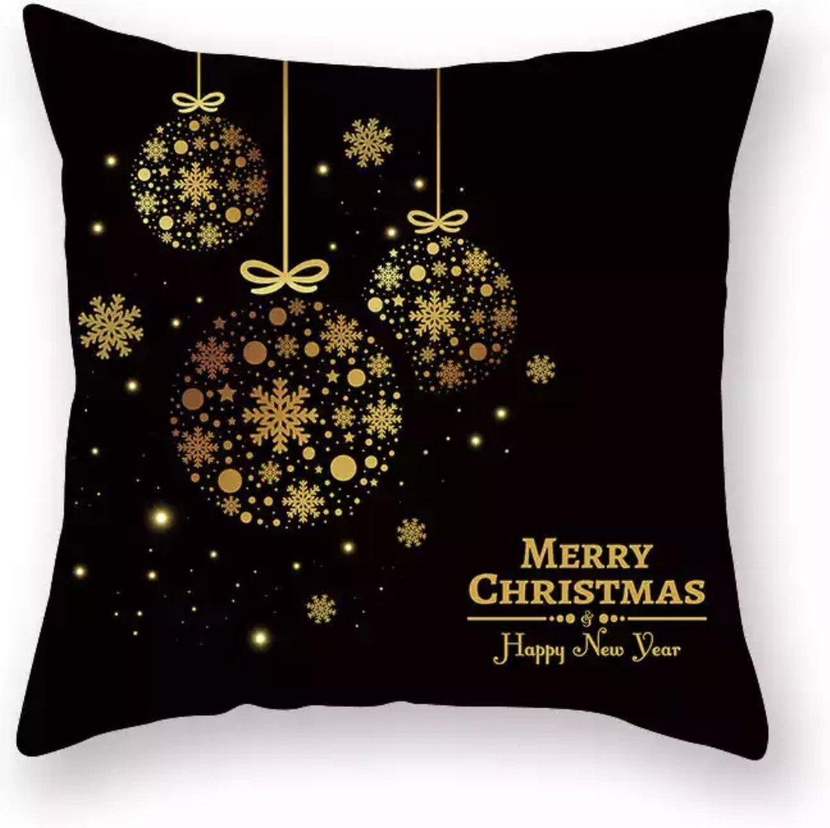 Kerst Kussenhoes Design 17 Zwart Christmas balls |Kerst kussen| Kerstdagen | Feestdagen |Kerst |Decoratie |Woondecoratie |Kussenslopen |December |Cadeau