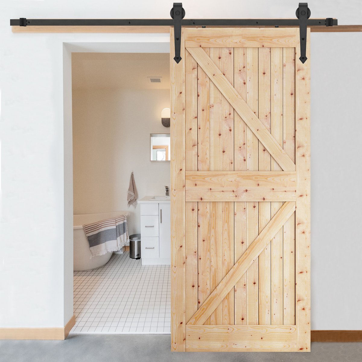 Springos Schuifdeursysteem | Schuifdeuren & toebehoren | Bladdikte 35-45 mm | 200 cm | Tot 100 kg | Zwart