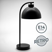 B.K.Licht - Tafellamp zwart - gebogen - met E14 fitting - retro - metaal - decoratieve bedlamp - incl. snoerschakelaar - excl. lichtbron